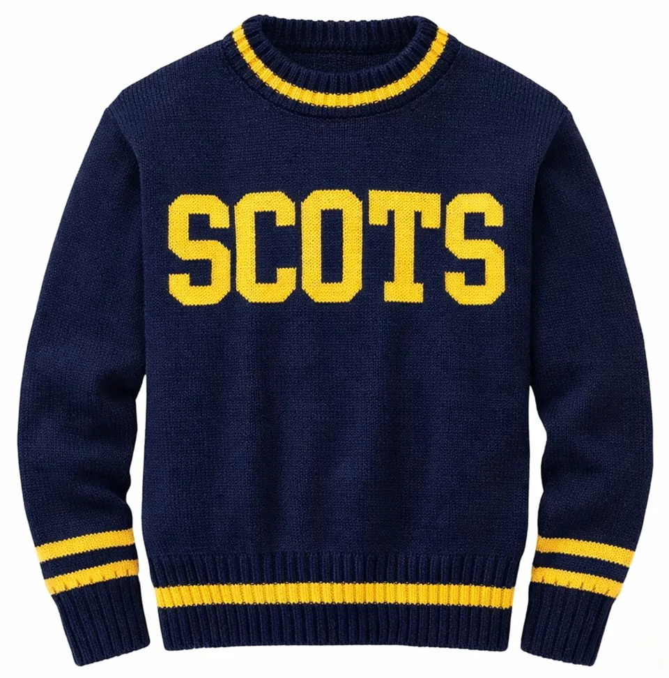The Varsity Crewneck, a heavy-gauge custom school crewneck.